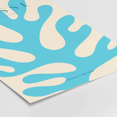 Matisse Art Prints -  Blue Coral Abstract Botanical Art Print Poster featuring bright cyan blue coral design.