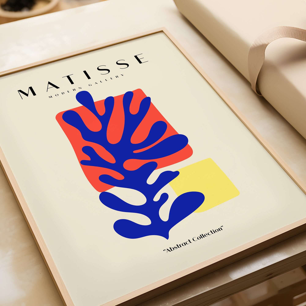 Matisse Art Prints - Blue Coral Abstract Color Block Poster featuring bold colors and organic shapes