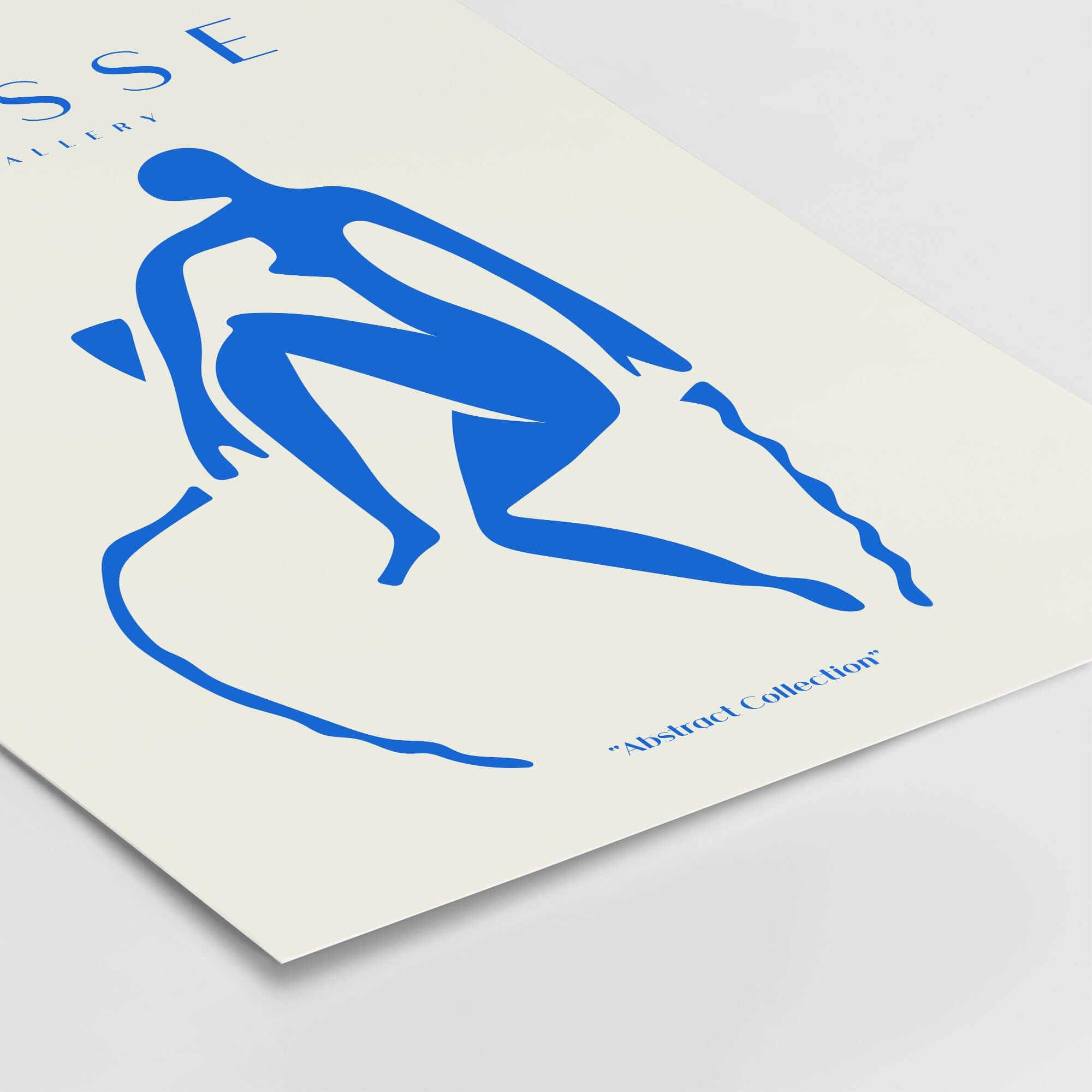 Matisse Art Prints -  Blue Nude Seated Figure Poster featuring a blue silhouette on a beige background.