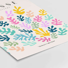 Matisse Art Prints - Colorful Abstract Botanical Scatter Poster featuring vibrant shapes on a neutral background.