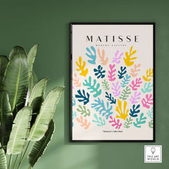Matisse Art Prints - Colorful Abstract Botanical Scatter Poster, vibrant botanical shapes on a neutral background.