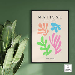 Matisse Art Prints - Colorful Abstract Cut Outs Wall Art displayed in modern gallery setting with vibrant shapes.