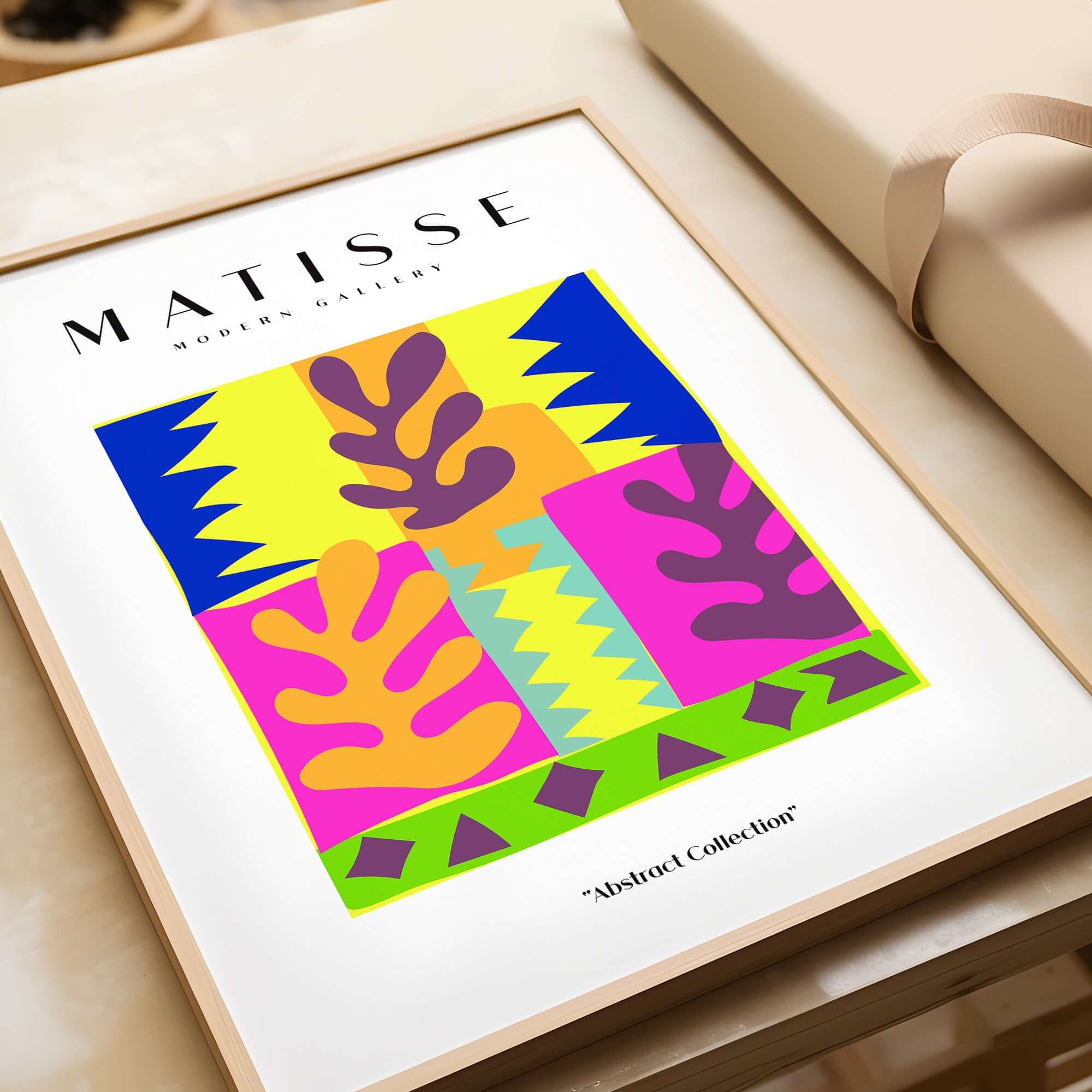 Matisse Art Prints - Colorful Abstract Leaves Blocks Wall Art featuring vibrant colors and playful shapes, perfect for contemporary decor.