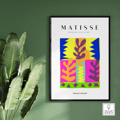 Matisse Art Prints - Colorful Abstract Leaves Blocks Wall Art featuring vibrant leaves and bold colors in a modern gallery setting.