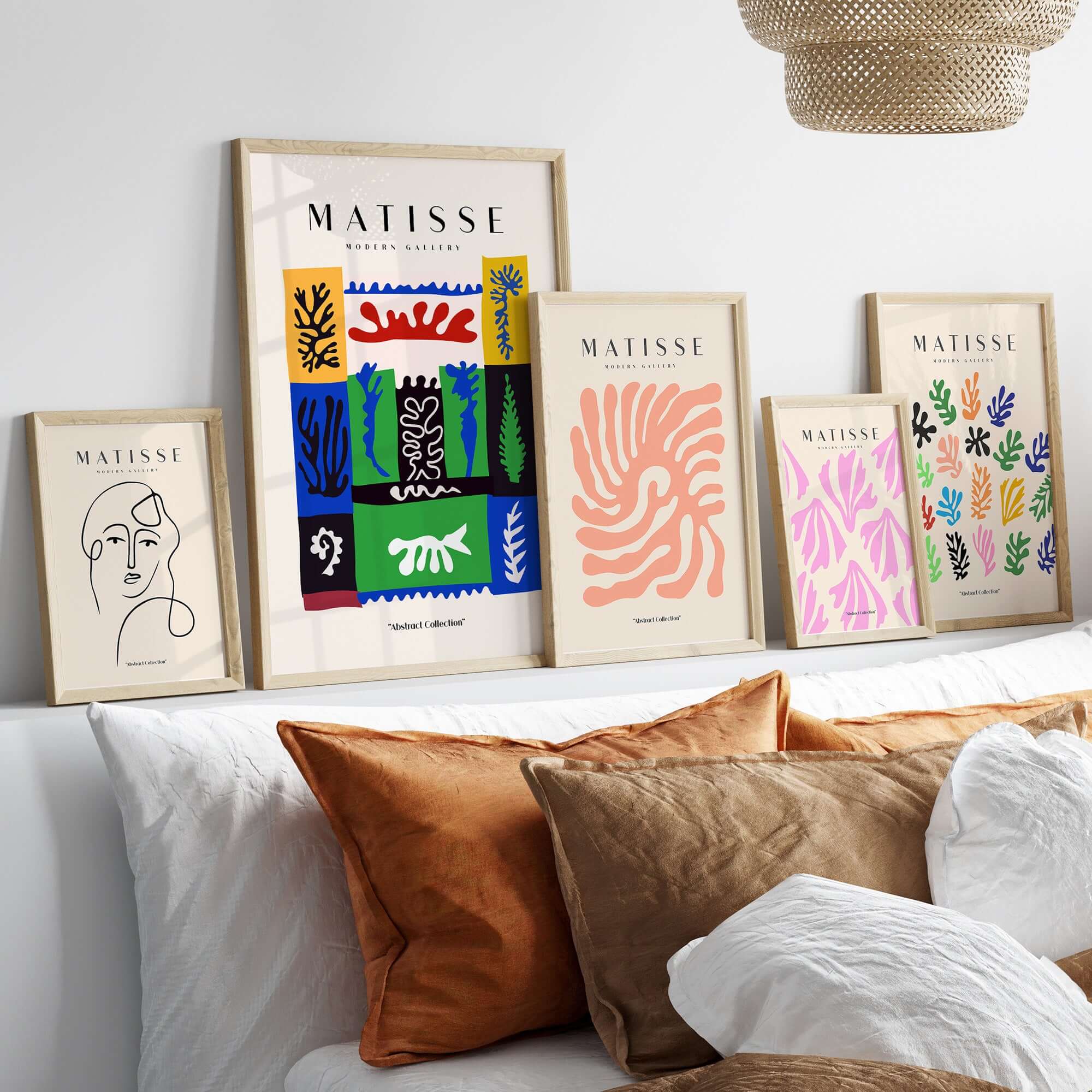 Matisse Art Prints -  Complex Abstract Botanical Patchwork Poster displayed in a stylish home interior.