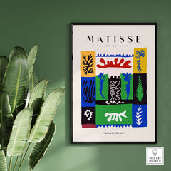 Matisse Art Prints -  Complex Abstract Botanical Patchwork Poster showcasing vibrant botanical motifs and colorful blocks.