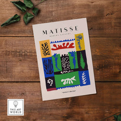 Matisse Art Prints -  Complex Abstract Botanical Patchwork Poster showcasing vibrant colors and abstract botanical designs.