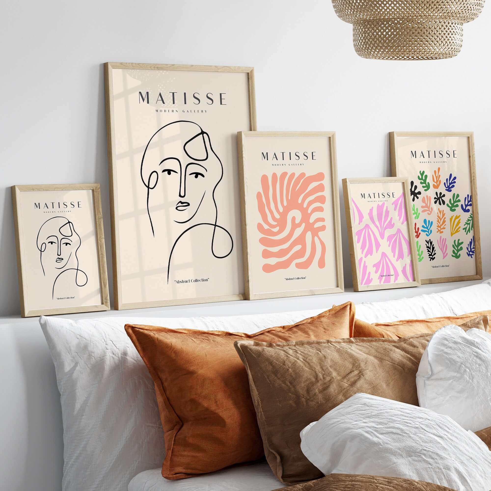 Matisse Art Prints - Continuous Line Abstract Face Poster framed artworks on a stylish wall display.