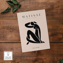 Matisse Art Prints - Figurative Lady Poster Art featuring a minimalist black silhouette of a seated woman.