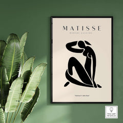 Matisse Art Prints - Figurative Lady Poster Art featuring a bold silhouette on beige background.