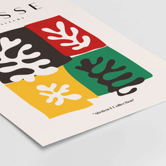 Matisse Art Prints - Four Blocks Abstract Leaves Color Poster featuring bold colors and abstract leaf designs.
