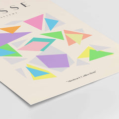 Matisse Art Prints - Colorful Geometric Triangles Poster featuring bright geometric shapes on a beige backdrop.