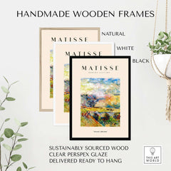 Matisse Art Prints - Abstract Painterly Landscape Bridge Poster in handmade wooden frames, featuring natural, white, and black options.