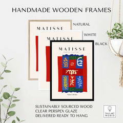 Matisse Art Prints - Patchwork Shapes Composition Poster with handmade wooden frames in natural, white, and black options.