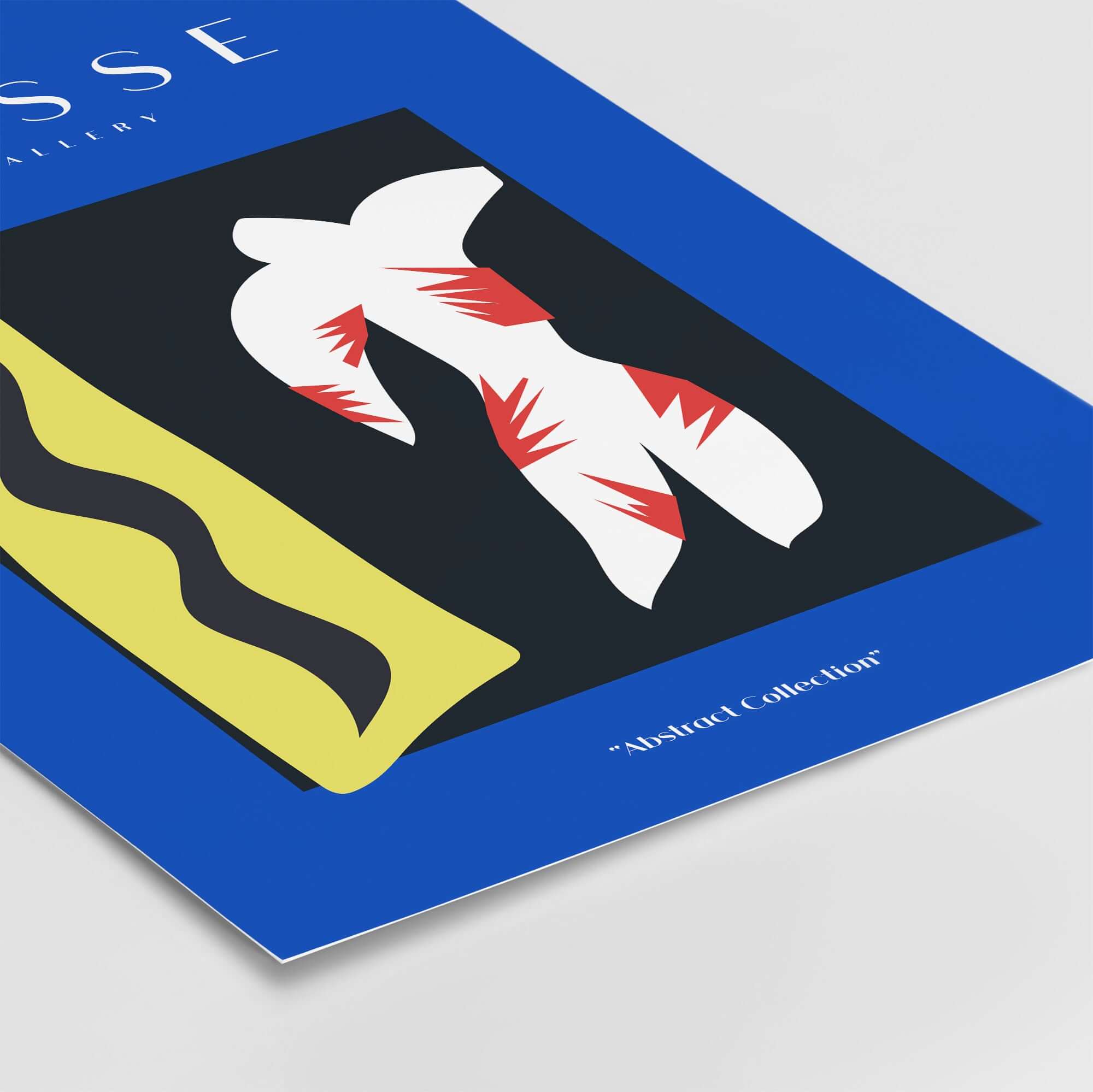 Matisse Art Prints - Icarus Jazz Abstract Art Print Blue featuring dynamic shapes against a blue background.