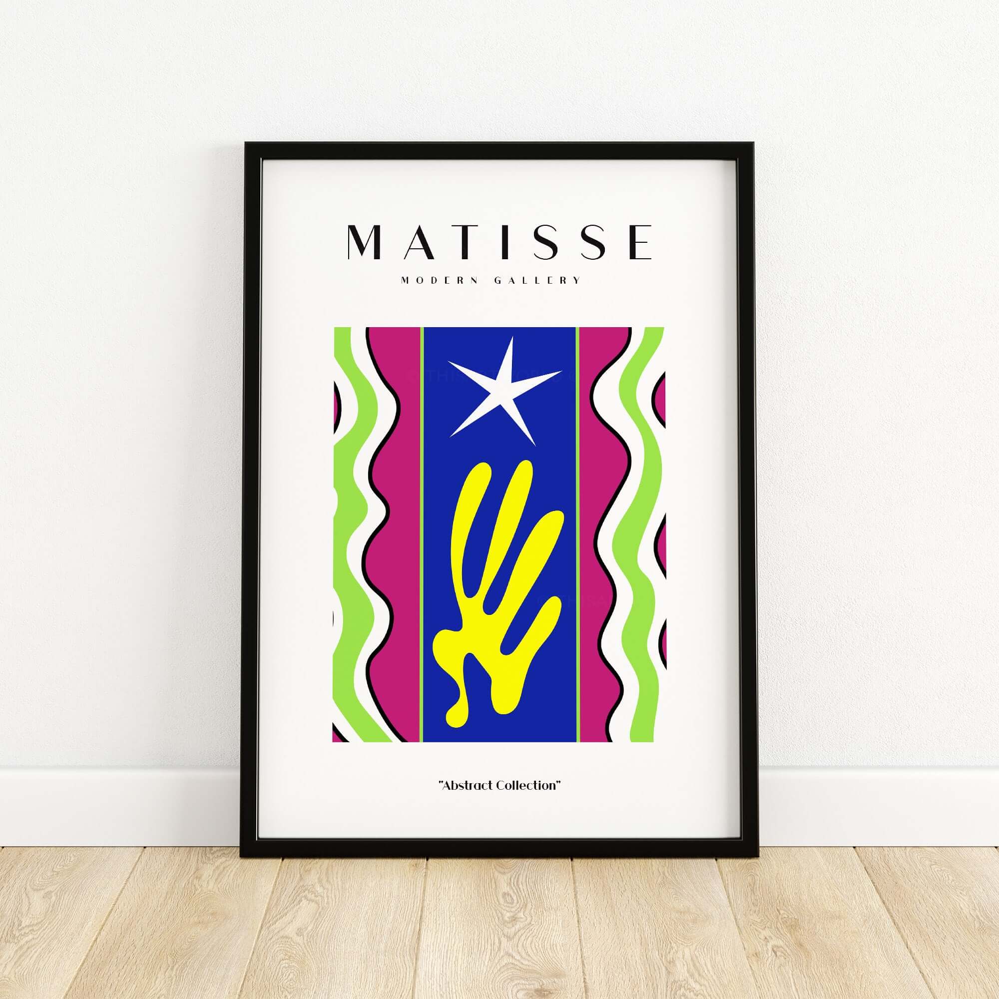 Matisse Art Prints - Jazz Abstract Star Hand Waves Poster vibrant abstract art print with blue, magenta, and green colors