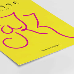 Matisse Art Prints - Jazz Pink Lettering Yellow Poster Art featuring abstract 'Jazz' in pink on yellow background.