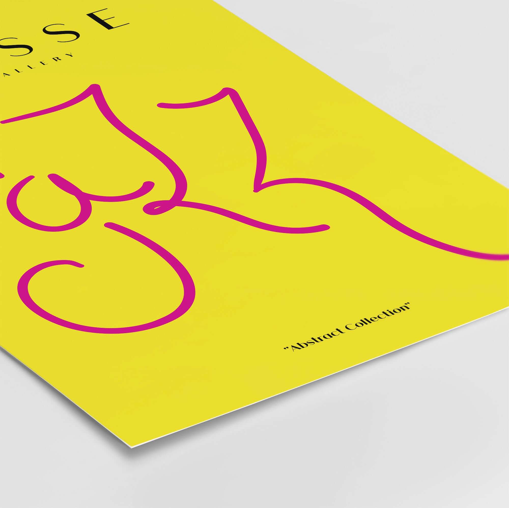 Matisse Art Prints - Jazz Pink Lettering Yellow Poster Art featuring abstract 'Jazz' in pink on yellow background.