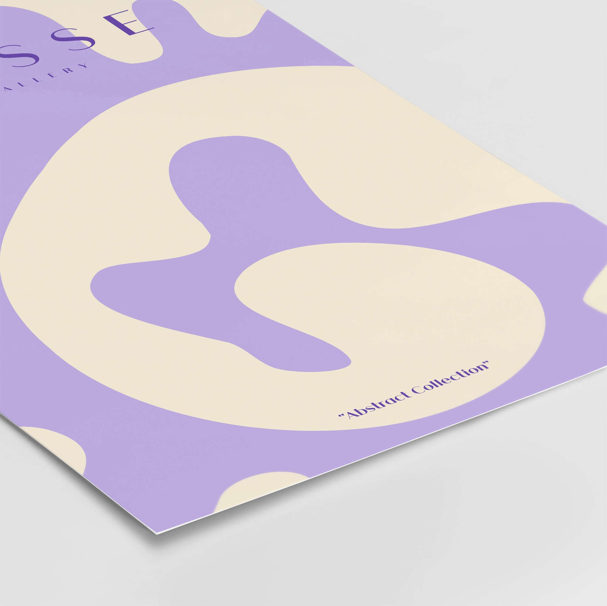 Matisse Art Prints - Lavender Abstract Fluid Organic Shape Poster featuring soft lavender organic shapes and beige backdrop.