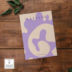 Matisse Art Prints -   Lavender Abstract Fluid Organic Shape Poster showcasing organic shapes in lavender and beige.