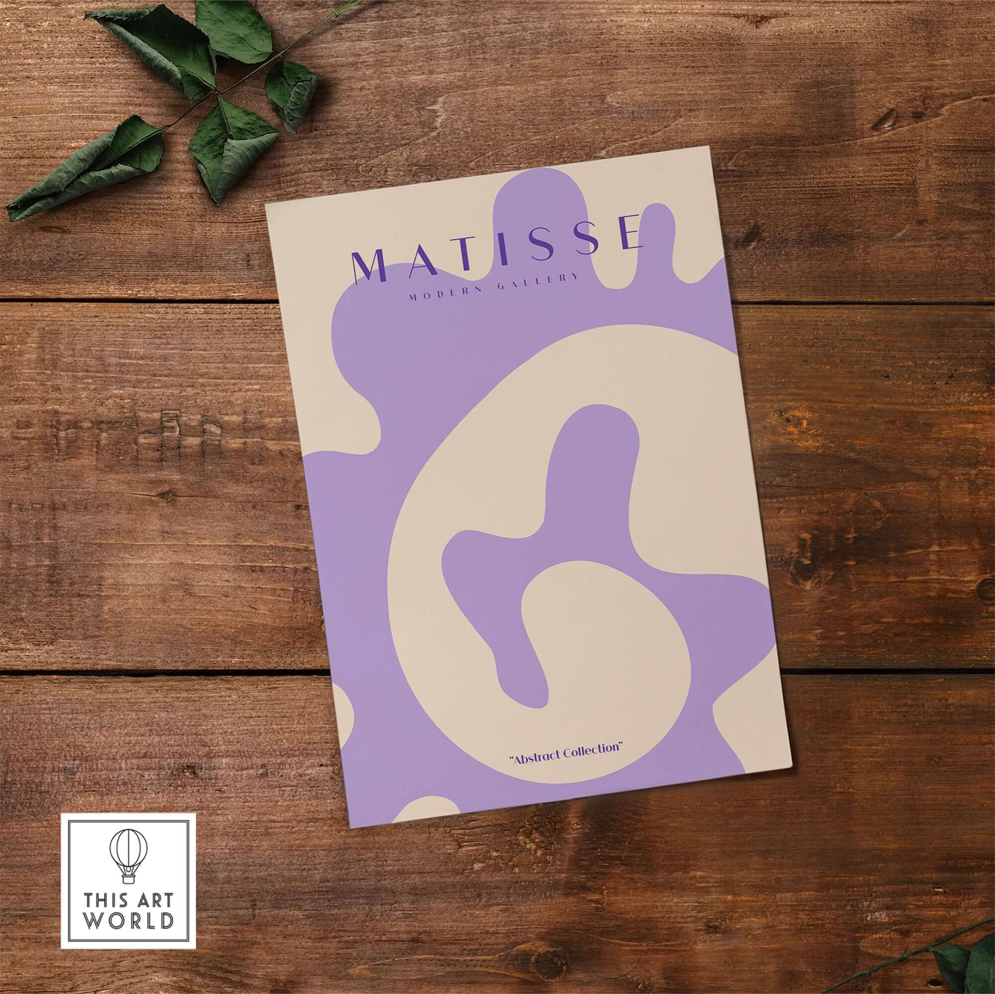 Matisse Art Prints -   Lavender Abstract Fluid Organic Shape Poster showcasing organic shapes in lavender and beige.