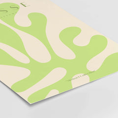 Matisse Art Prints - Lime Green Abstract Coral Shape Poster showcasing flowing coral shape in bright lime green.