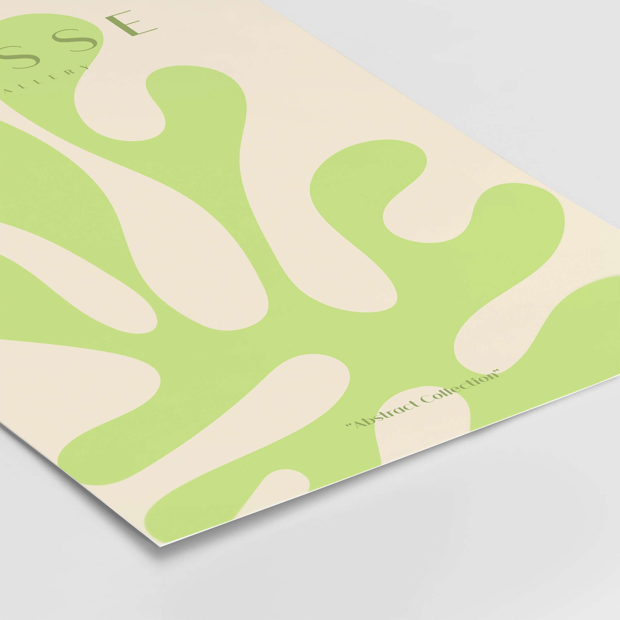 Matisse Art Prints - Lime Green Abstract Coral Shape Poster showcasing flowing coral shape in bright lime green.