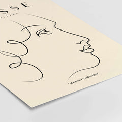 Matisse Art Prints -  Line Art of a Lady's Face Poster featuring elegant line drawing on beige background.