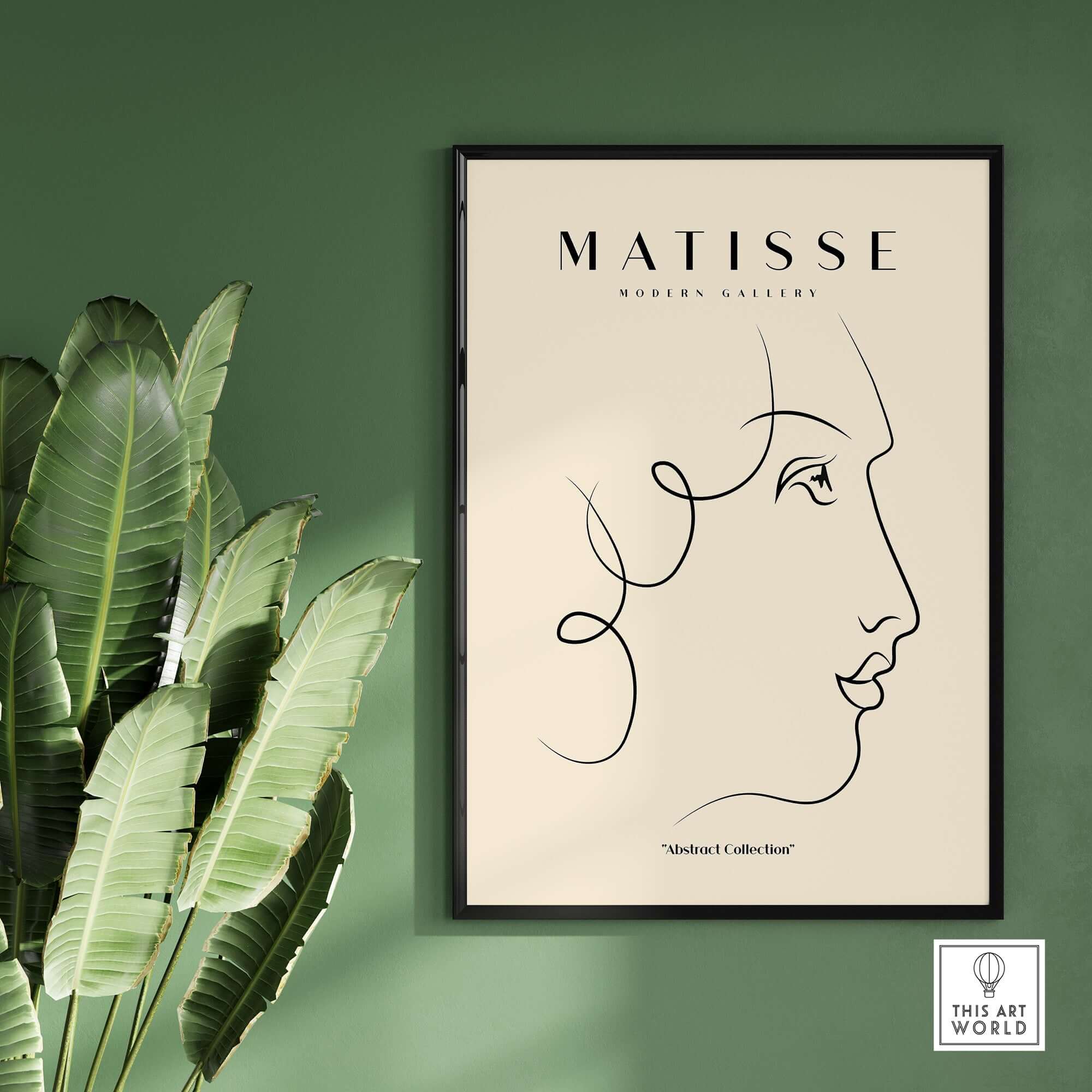 Matisse Art Prints -  Line Art of a Lady's Face Poster, minimalist profile art with elegant lines and neutral background.