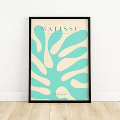 Matisse Art Prints - Mint Green Coral Abstract Seaweed Poster featuring bold aqua shapes on a light background.