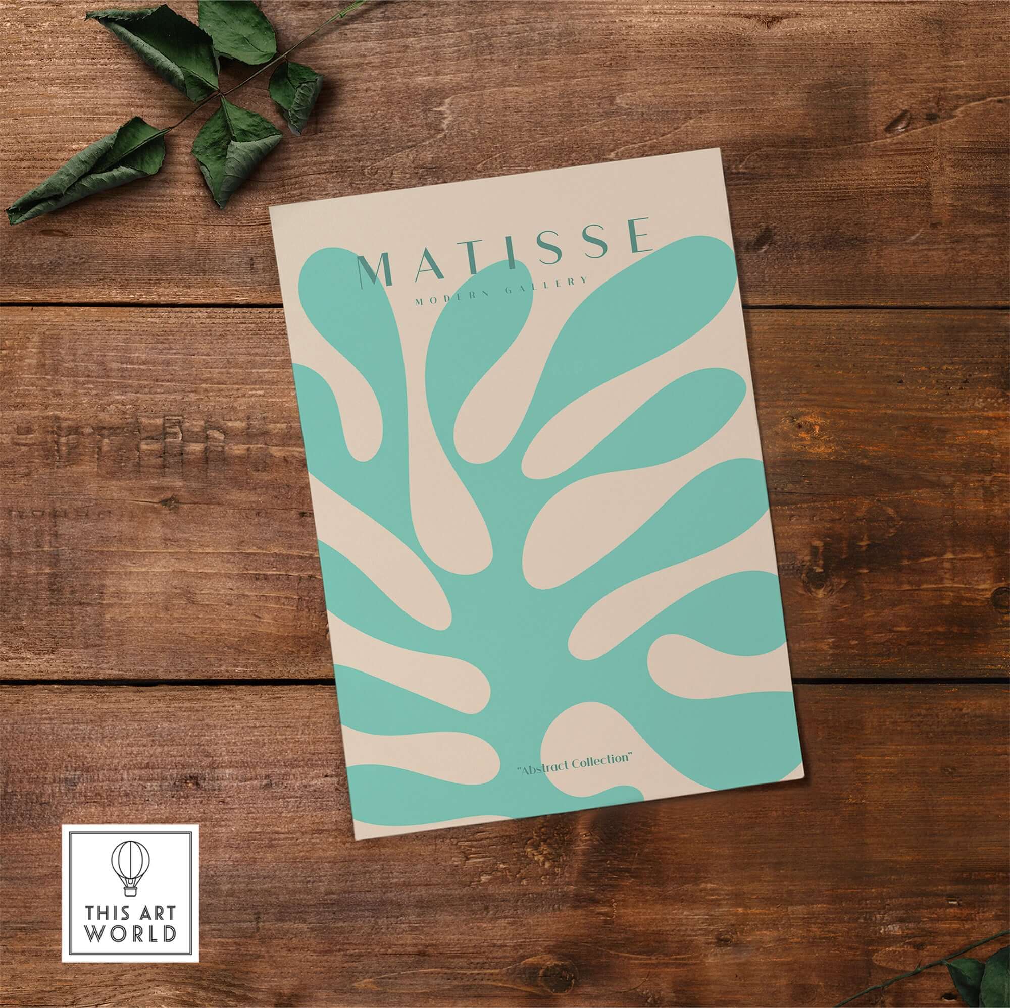 Matisse Art Prints - Mint Green Coral Abstract Seaweed Poster, featuring mint green coral design on beige background.