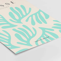 Matisse Art Prints - Mint Green Fan Pattern Poster Art featuring stylized leaf shapes in mint green on beige background.