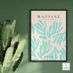 Matisse Art Prints - Mint Green Fan Pattern Poster Art showcasing a light abstract design in mint green on beige background.
