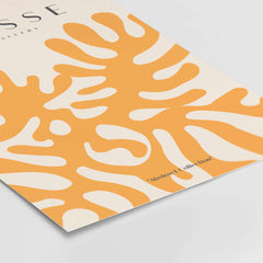 Matisse Art Prints - Orange Abstract Coral Pattern Poster featuring organic shapes in orange on a beige background.