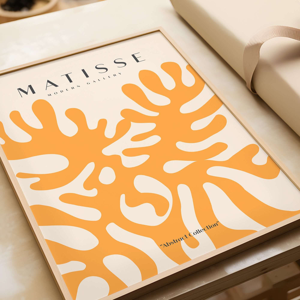 Matisse Art Prints - Orange Abstract Coral Pattern Poster featuring organic shapes in vibrant orange.