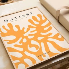 Matisse Art Prints - Orange Abstract Coral Pattern Poster featuring organic shapes in vibrant orange.