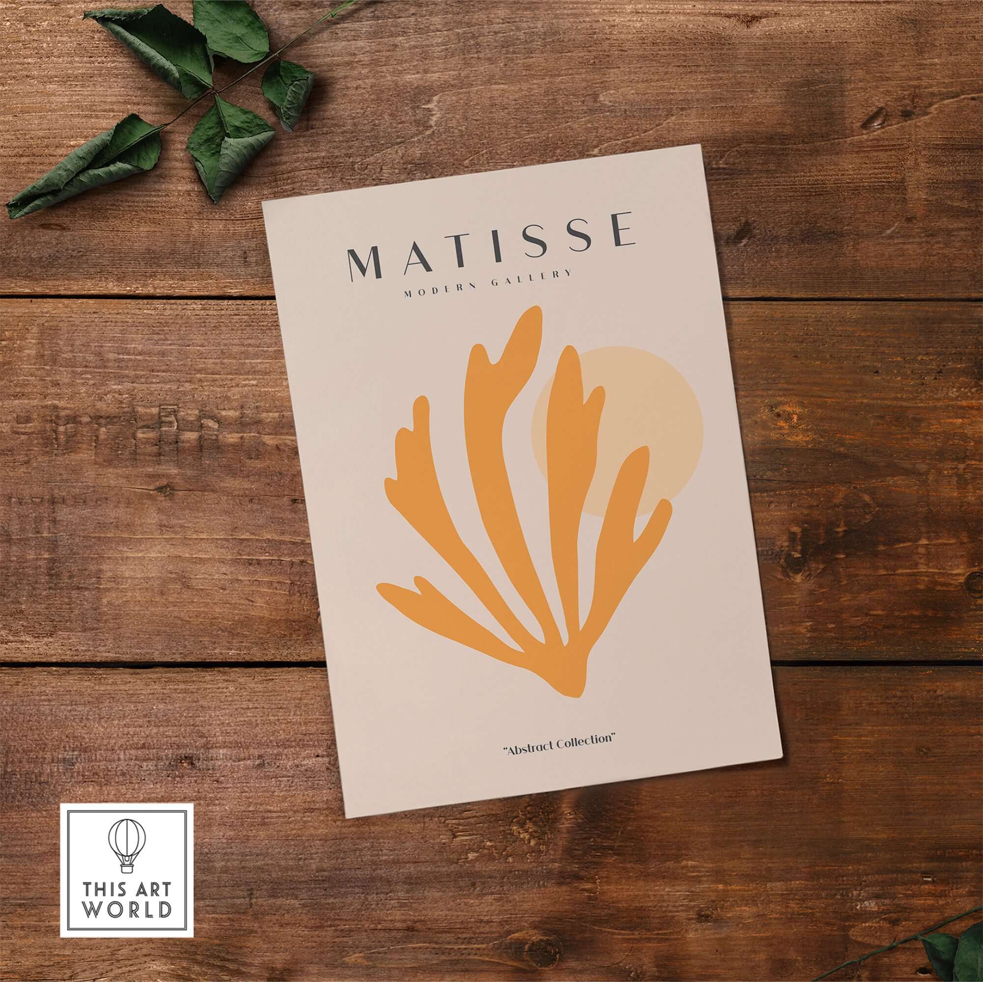 Matisse Art Prints - Orange Seaweed Abstract Art Print featuring vibrant orange form on beige background.