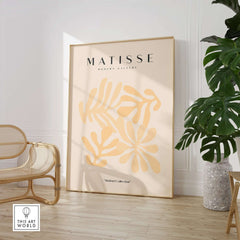 Matisse Art Prints - Pale Peach Abstract Shapes Wall Art displayed in a stylish room with modern decor.