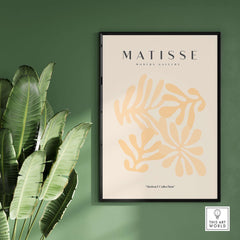 Matisse Art Prints - Pale Peach Abstract Shapes Wall Art featuring organic shapes on a beige backdrop.
