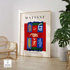 Matisse Art Prints - Patchwork Shapes Composition Poster displayed in a modern gallery setting with vibrant colors.