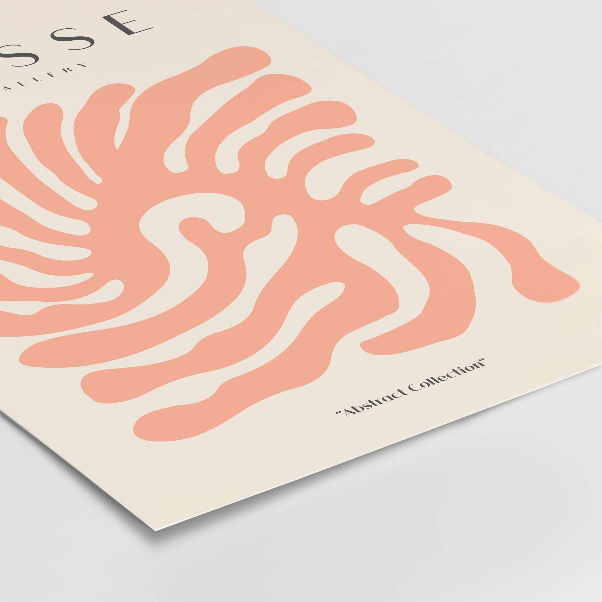 Matisse Art Prints - Peach Coral Swirl Abstract Poster featuring swirling peach design on beige paper.