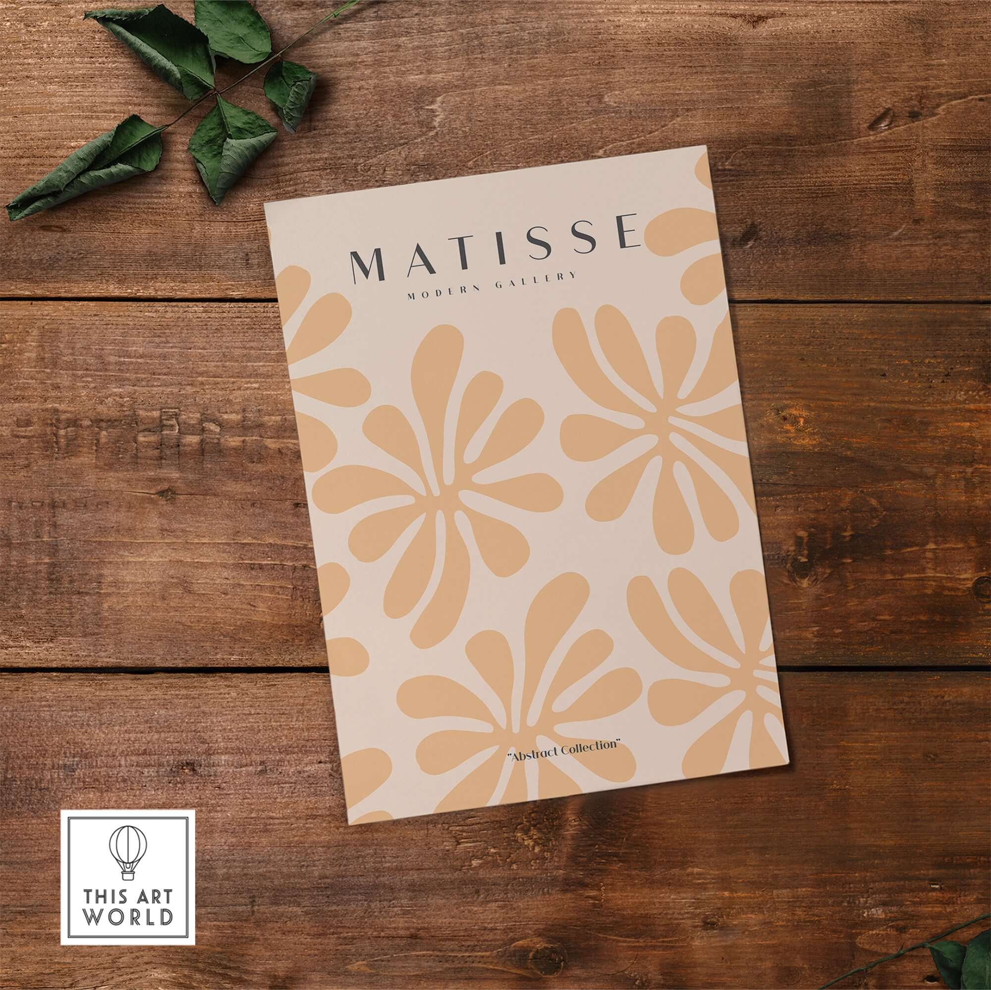 Matisse Art Prints - Peach Floral Abstract Pattern Print featuring abstract floral motifs in peach on beige.