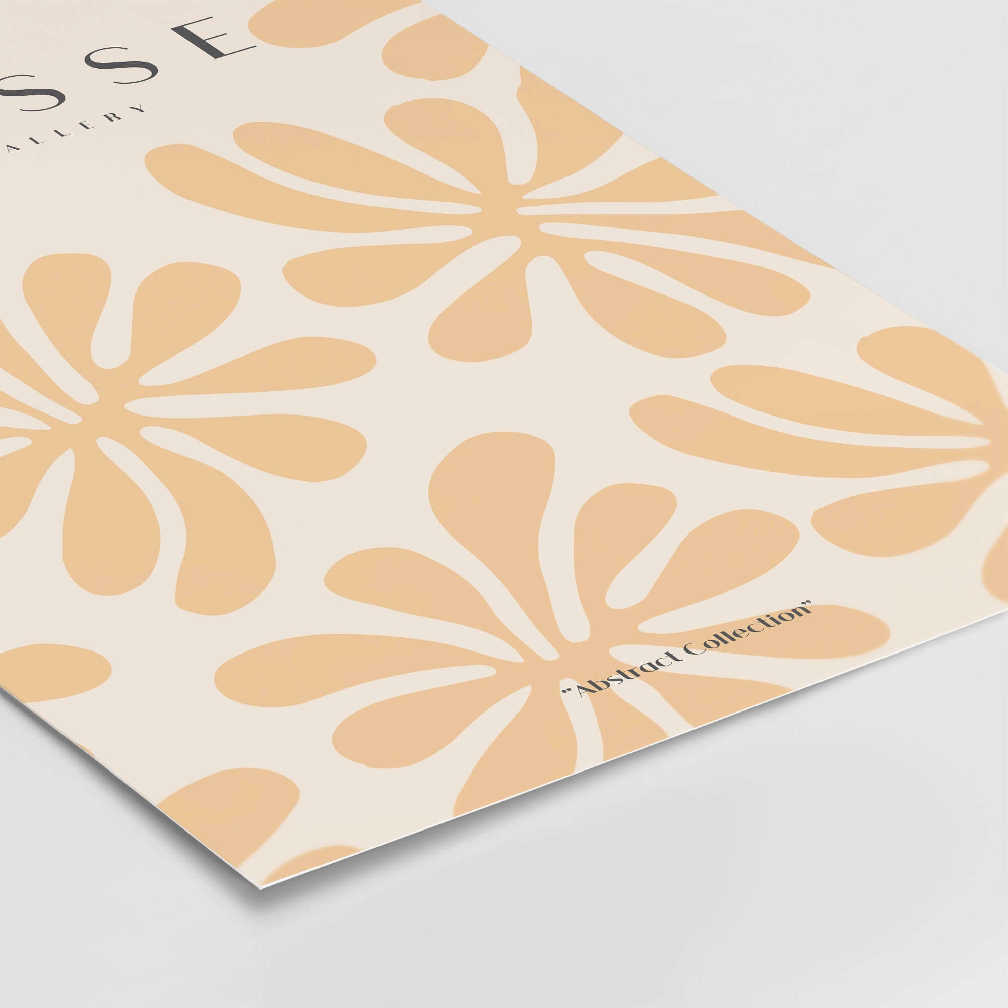 Matisse Art Prints - Peach Floral Abstract Pattern Print featuring abstract floral motifs in peach on beige background.