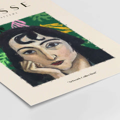 Matisse Art Prints - Pensive Woman Poster featuring a thoughtful woman with dark hair against a colorful background.