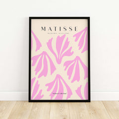 Matisse Art Prints - Pink Abstract Shapes Pattern Poster featuring dynamic pink shapes on a beige background.