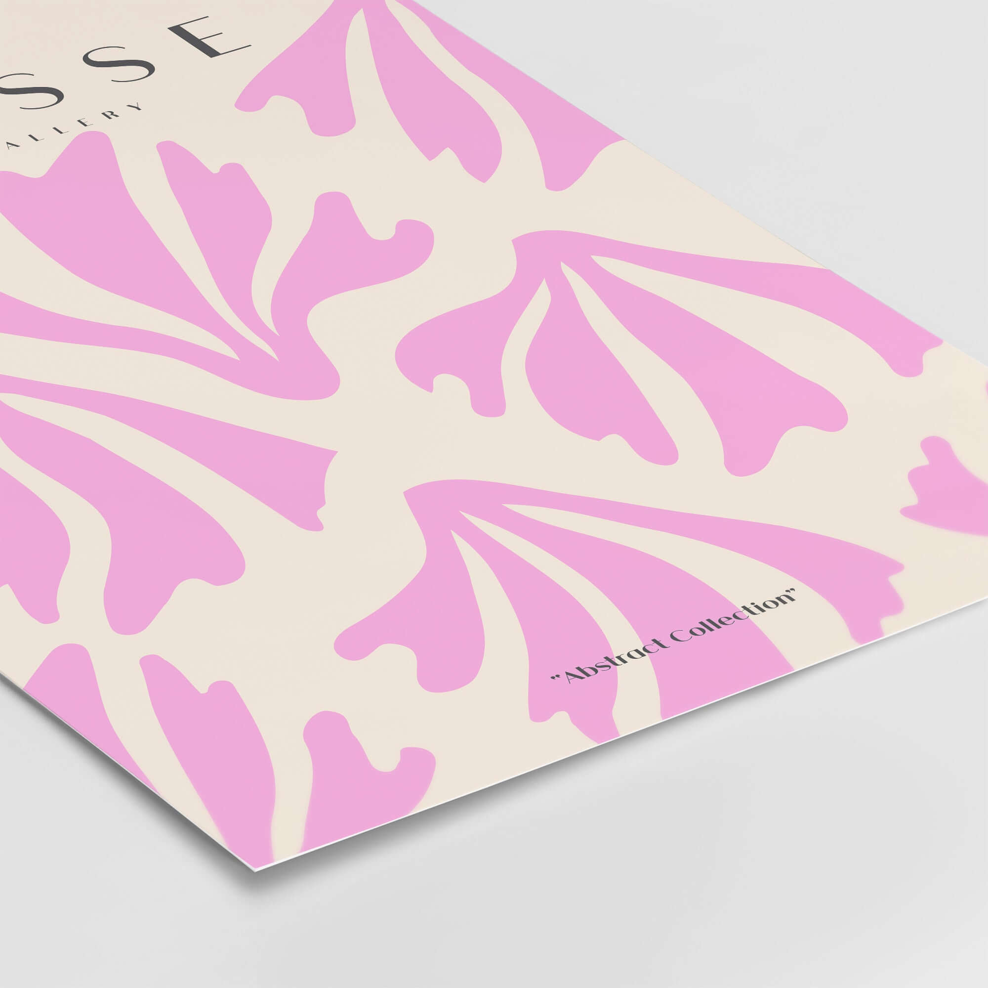 Matisse Art Prints - Pink Abstract Shapes Pattern Poster featuring pink shapes on a beige background, perfect for modern decor.