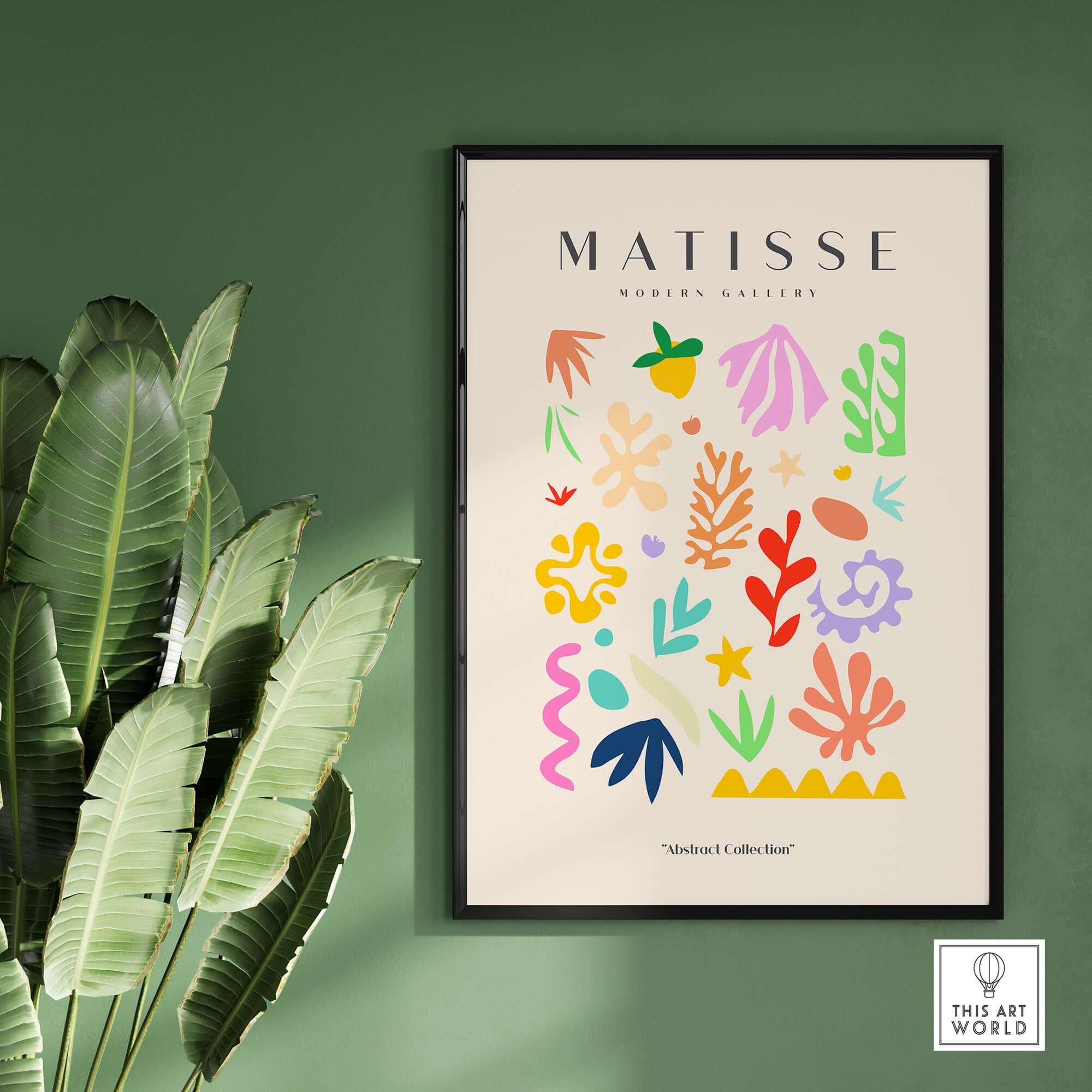 Matisse Art Prints - Playful Abstract Shapes Mix Wall Art featuring colorful abstract shapes on a beige background.