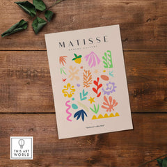 Matisse Art Prints - Playful Abstract Shapes Mix Wall Art featuring colorful shapes on beige background.