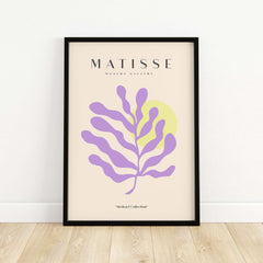 Matisse Art Prints - Purple Botanical Abstract Poster featuring a vibrant purple botanical shape on a neutral beige background