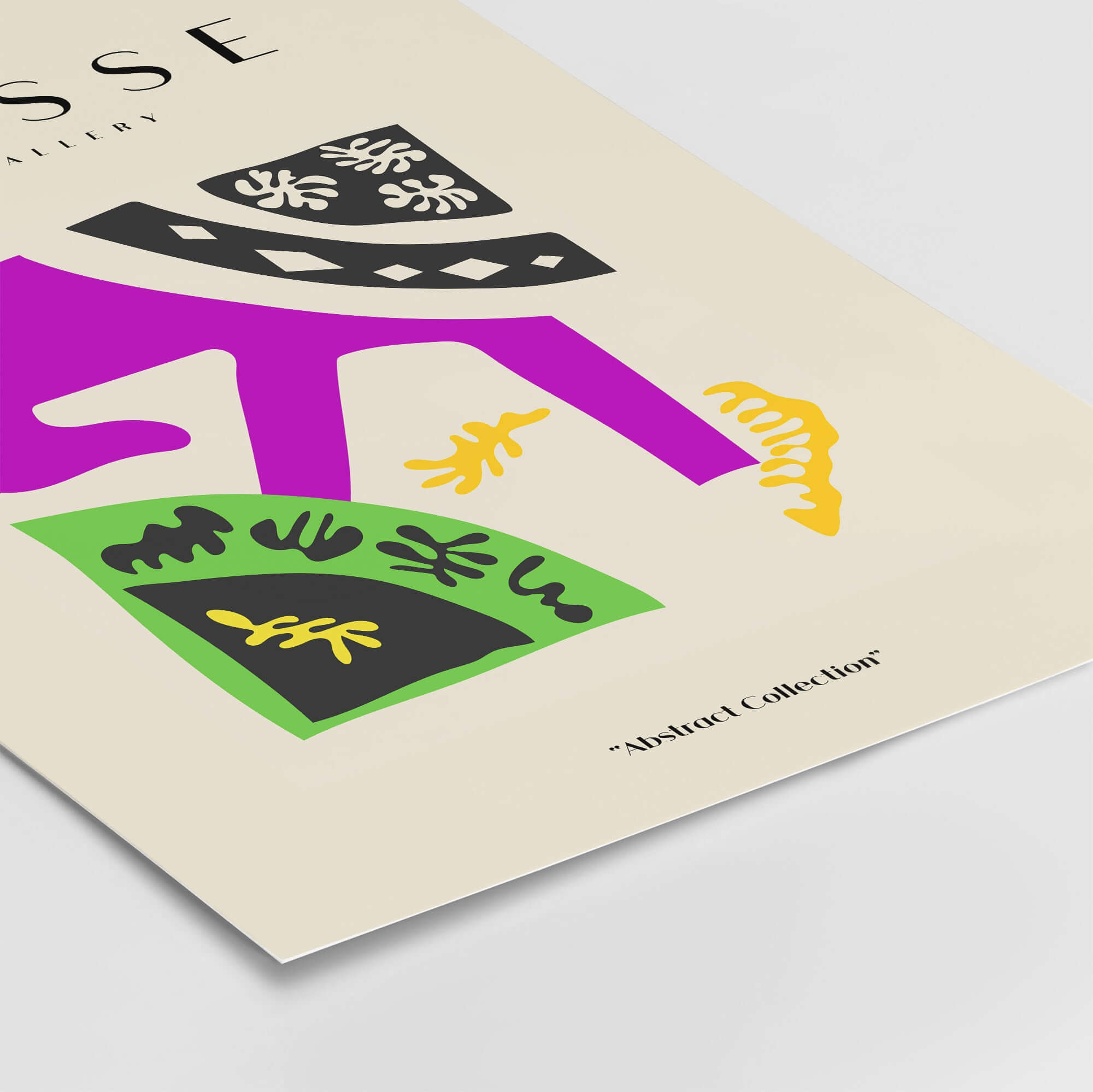 Matisse Art Prints - Purple Horse Abstract Figure Collage Poster featuring vibrant abstract shapes in purple and green.